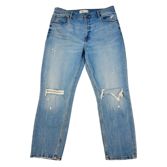 Abercrombie & Fitch The Skinny High Rise Jean Ripped Light Wash 31/12 Short - Picture 3 of 10